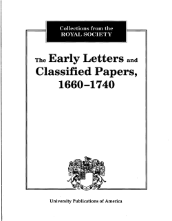 The Early Letters and Classified Papers, 1660-1740