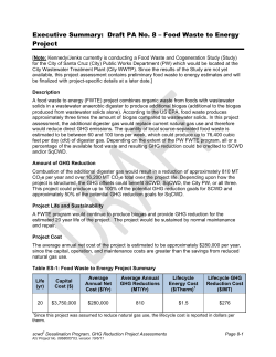 Food Waste to Energy - scwd2 Desalination Program