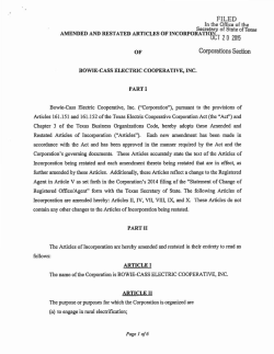 Articles of Incorporation - Bowie