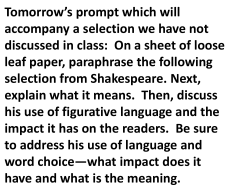 prompt and practice items used in class