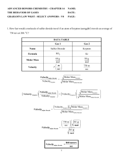 AHCC14 Graham`s Law Worksheet - Selected Answers