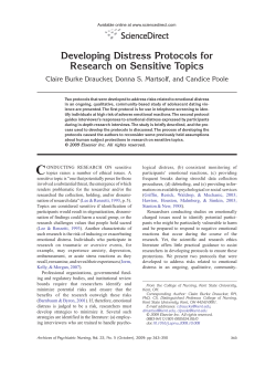 Developing Distress Protocols for Research on Sensitive Topics
