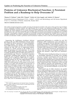 Proteins of Unknown Biochemical Function: A