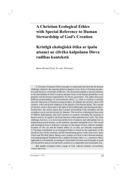 A Christian Ecological Ethics with Special Reference to Human