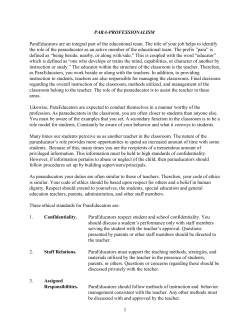 Paraprofessional Training Handbook