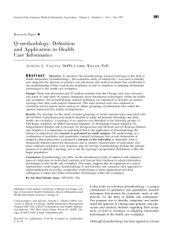 Q-methodology: Definition and Application in Health Care Informatics