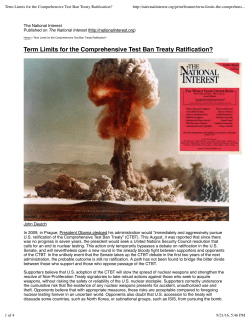 Term Limits for the Comprehensive Test Ban Treaty Ratification?