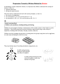 Progression Towards a Written Method for Division