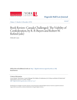 Canada Challenged: The Viability of Confederation, by RB Buyers