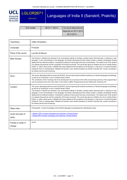 Languages of India II (Sanskrit, Prakrits)
