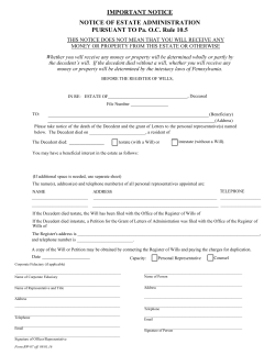 Notice of Estate Administration