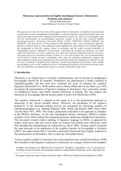 Metonymy representation in English monolingual learners