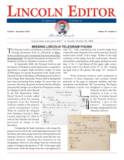 MISSING LINCOLN TELEGRAM FOUND