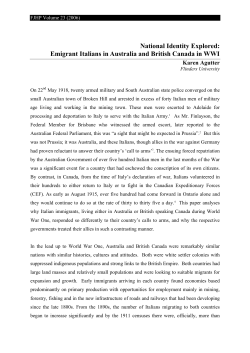 National Identity Explored: Emigrant Italians in Australia and British
