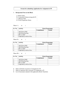 Format for submitting Application for Assignment of PI 1 Background