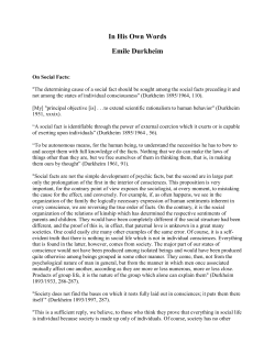 In His Own Words Emile Durkheim