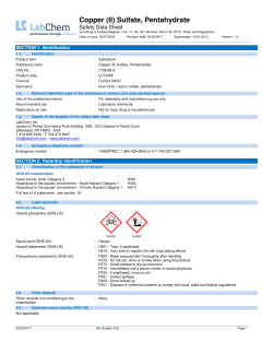 Copper (II) Sulfate, Pentahydrate