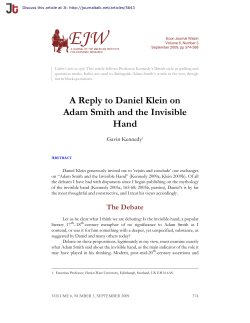 A Reply to Daniel Klein on Adam Smith and the Invisible Hand
