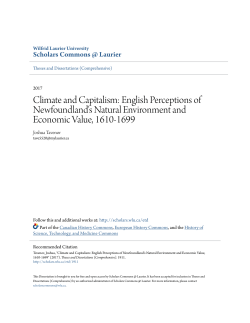 Climate and Capitalism: English Perceptions of Newfoundland`s