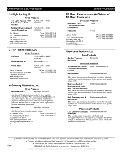 OMRI Products List, Web Edition Sorted by Company