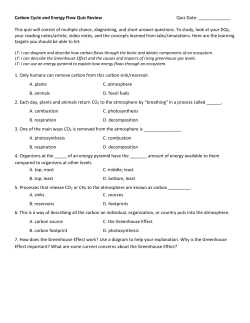 Carbon Cycle and Energy Flow Quiz Review Quiz Date