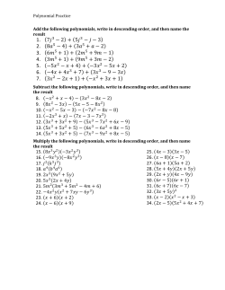Add the following polynomials (Write answers in descending o 1. !7