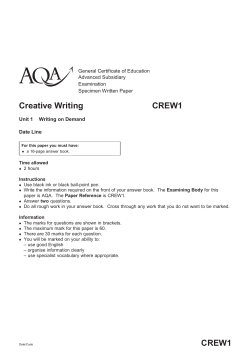 A-level Creative Writing Specimen paper Unit 01