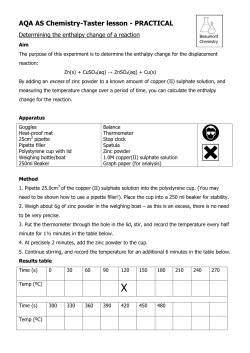 ISA Programme: AQA AS Chemistry &ndash;Teacher