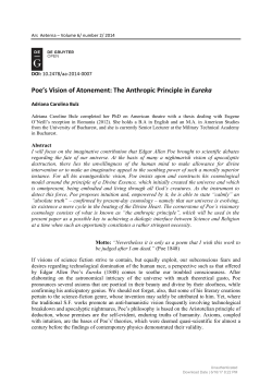 Poe`s Vision of Atonement: The Anthropic Principle in Eureka