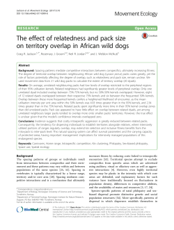 The effect of relatedness and pack size on territory overlap in African