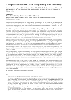 A Perspective on the South African Mining Industry in the 21st Century