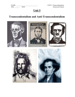 Unit 5 Transcendentalism and Anti-Transcendentalism