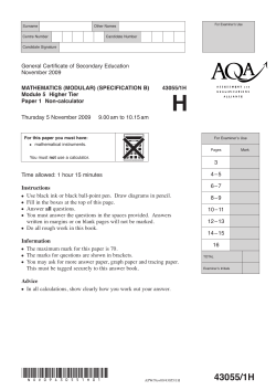 GCSE Mathematics B Higher Question Paper November 2009