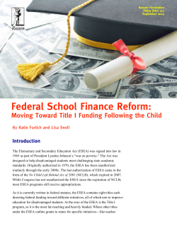 Federal School Finance Reform: Moving Toward Title 1 Funding
