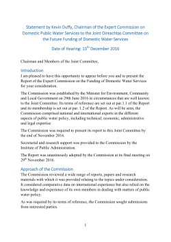 Statement by Kevin Duffy, Chairman of the Expert Commission on