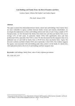 Cash Holdings and Family Firms - European Financial Management