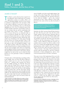James O`Maley, Iliad 1 and 3: Politics, Characters and the Story of Troy