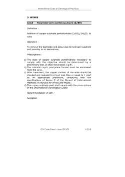 Addition of copper sulphate pentahydrate (CuSO4 5H2O).