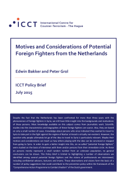 Motives and Considerations of Potential Foreign Fighters from the