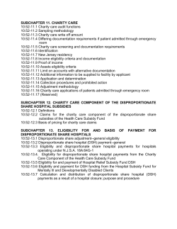 N.J.A.C. 10:52, Subchapters 11, 12, 13 Charity Care