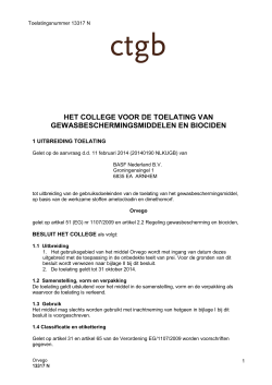 het college voor de toelating van gewasbeschermingsmiddelen en