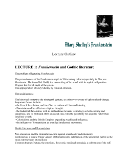 Lecture Outline LECTURE 1: Frankenstein and