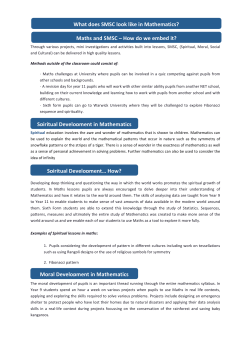 ! Maths!and!SMSC!&ndash;!How!do!we!embed!it?! Spiritual!Development
