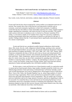 Motivations to visit Events/Festivals: An Exploratory