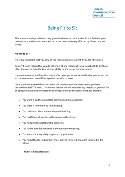 Being Fit to Sit - General Pharmaceutical Council