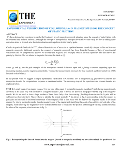 EXPERIMENTAL VERIFICATION OF COULOMB`S LAW IN