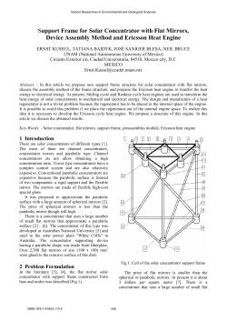 Support Frame for Solar Concentrator with Flat Mirrors