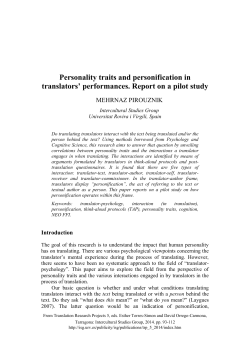 Personality traits and personification in translators` performances