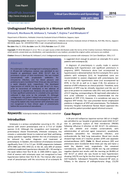 Undiagnosed Preeclampsia in a Woman with Eclampsia Abstract
