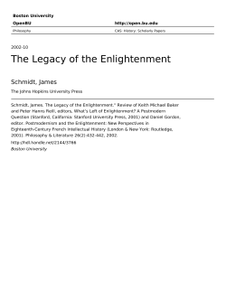 The Legacy of the Enlightenment - OpenBU